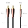 UGREEN przewód audio 2x RCA - mini Jack (3.5mm) 2m | WSDJ Studio